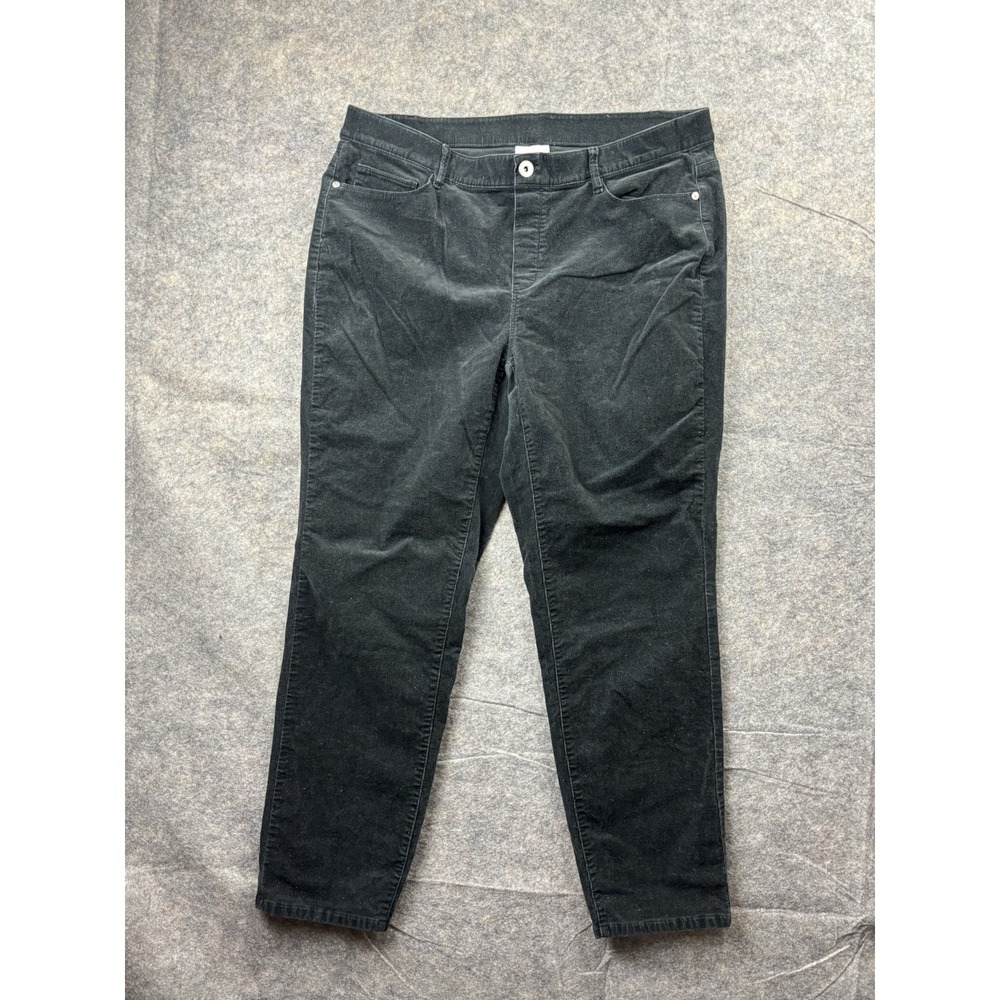 J Jill Corduroy‎ Pants Women's Size XL Black  Ankle Stretch Mid Rise Pockets